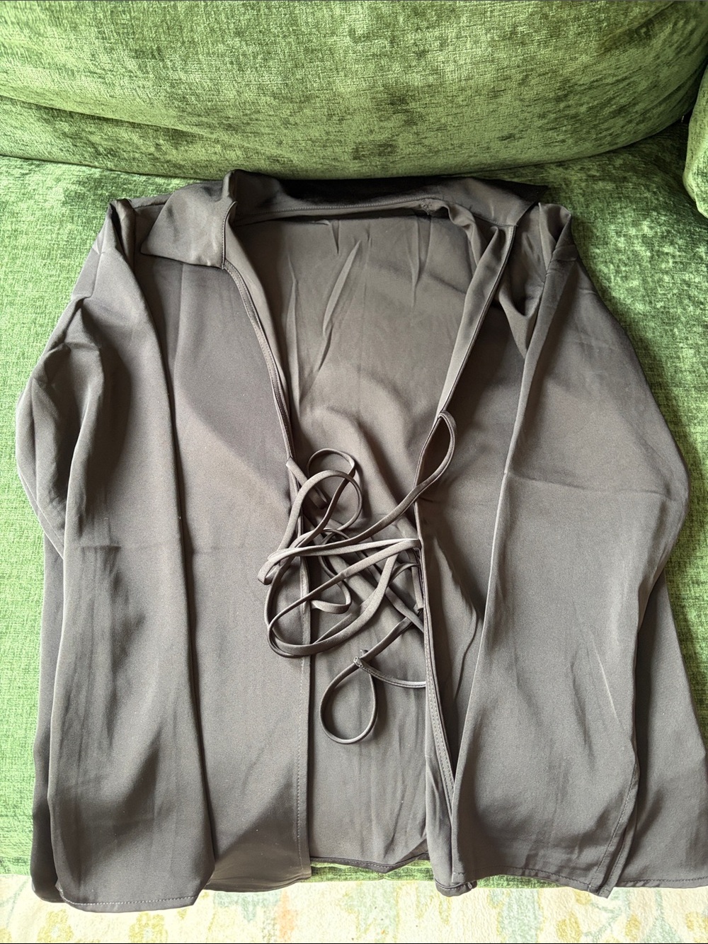 Brown Lightweight Tie-Front Cardigan